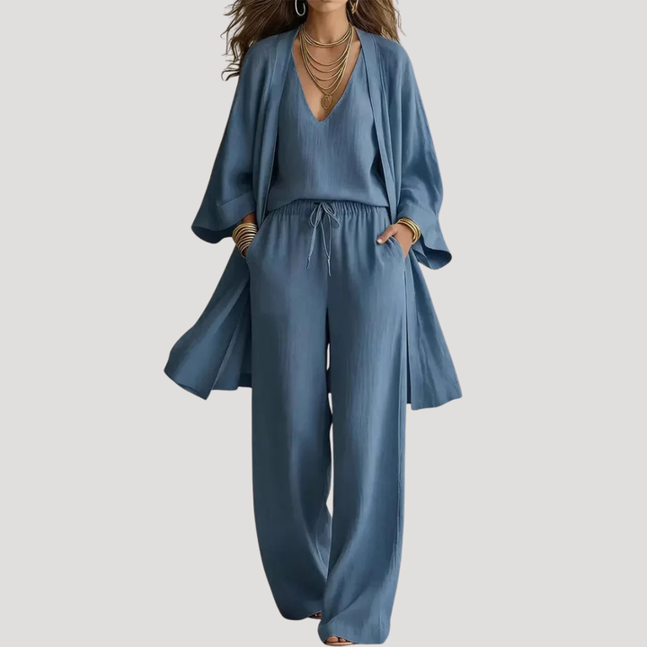 Bohemian Women's Fluid Blouse and Wide Pants