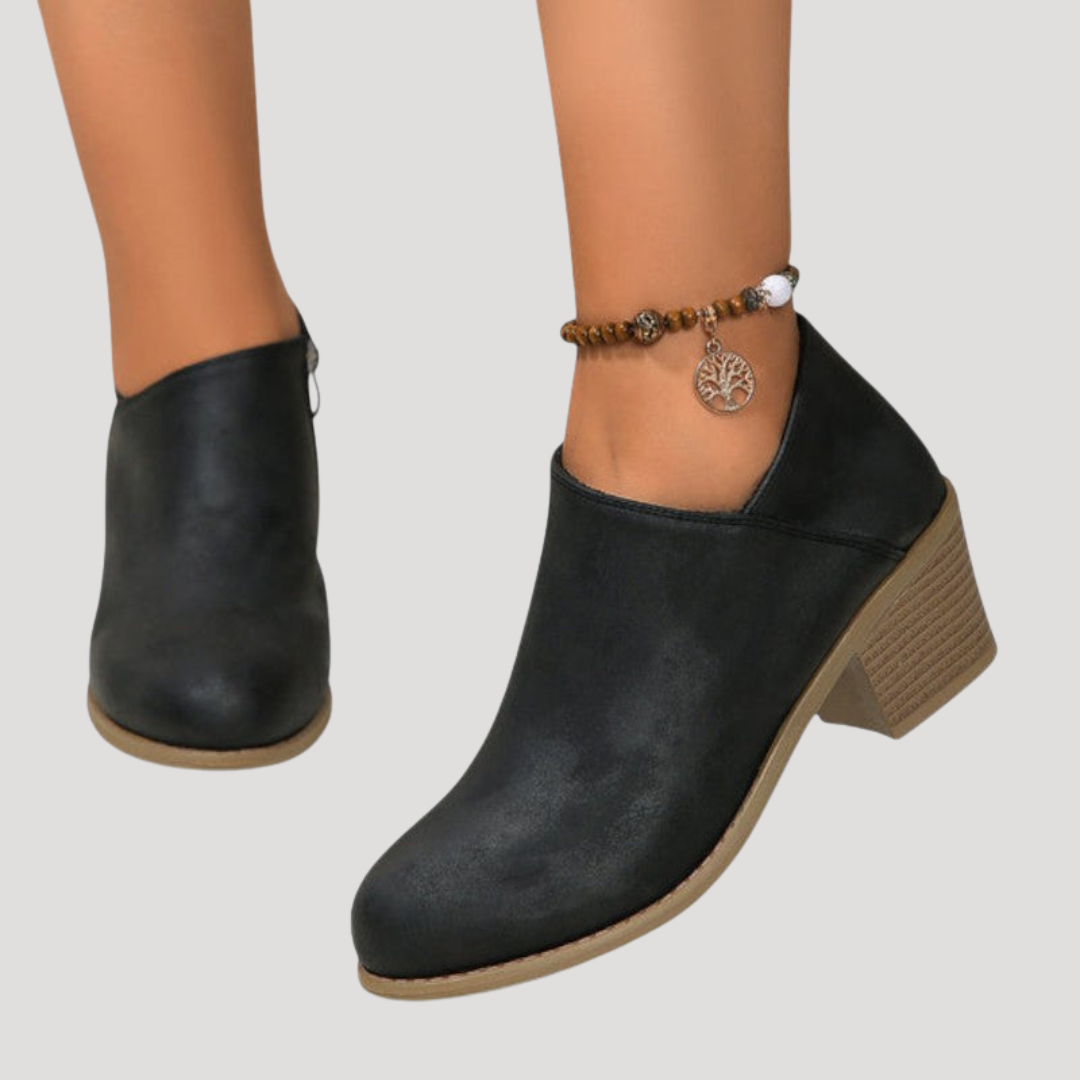 Women's Heeled Ankle Boots with Round Toe