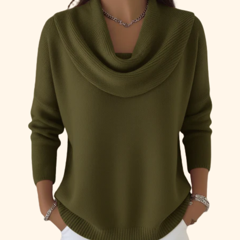 Delphine - Elegant Cowl Neck Oversized Sweater