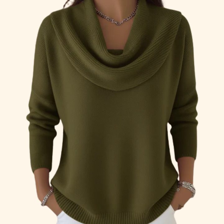 Delphine - Elegant Cowl Neck Oversized Sweater