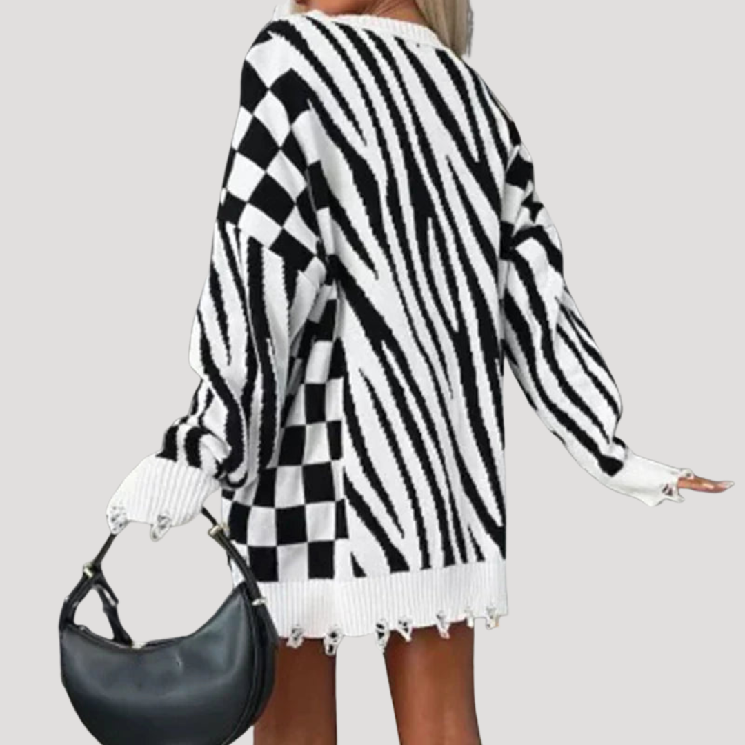 Casual Patterned Long Sweater for Women
