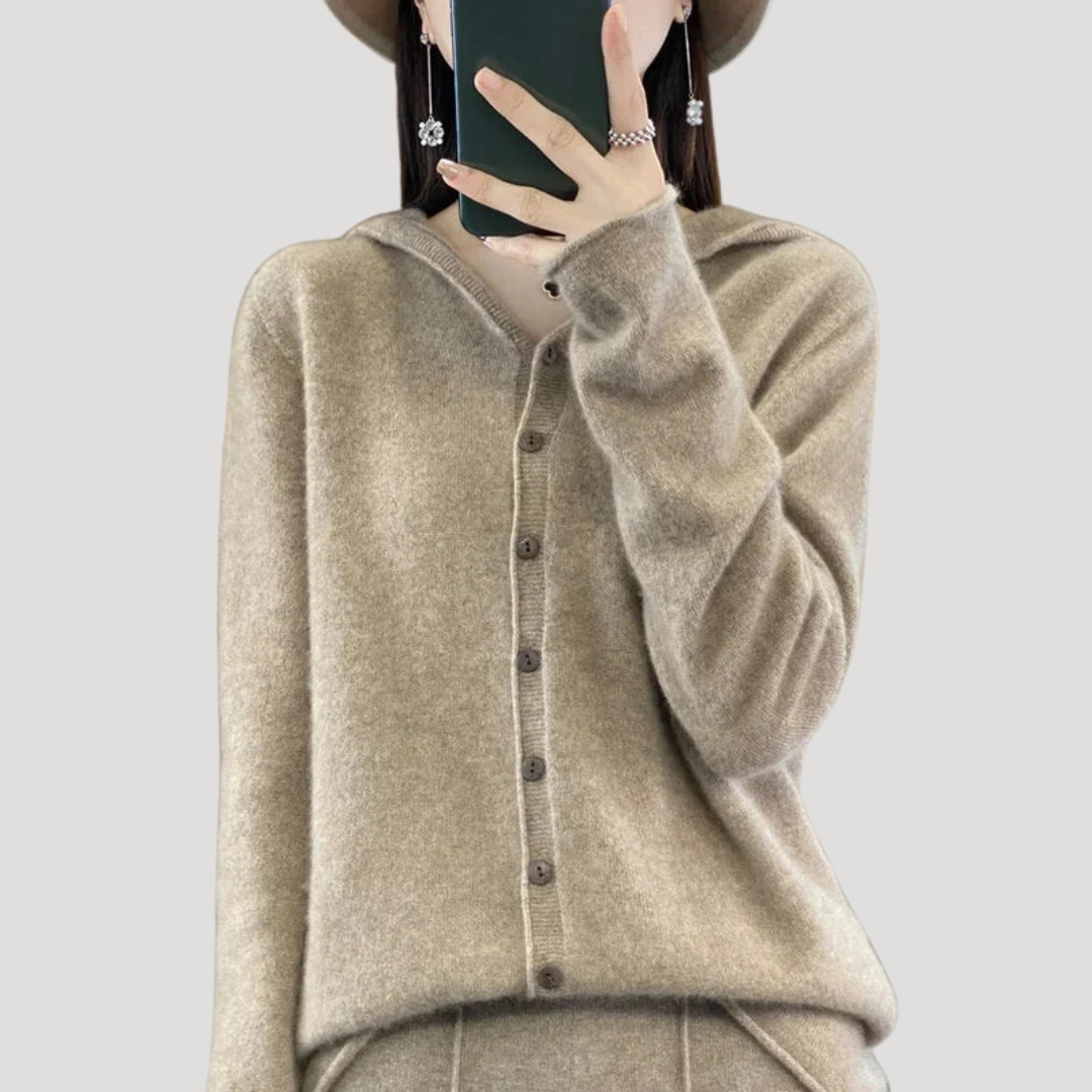 Women's Hooded Buttoned Cardigan
