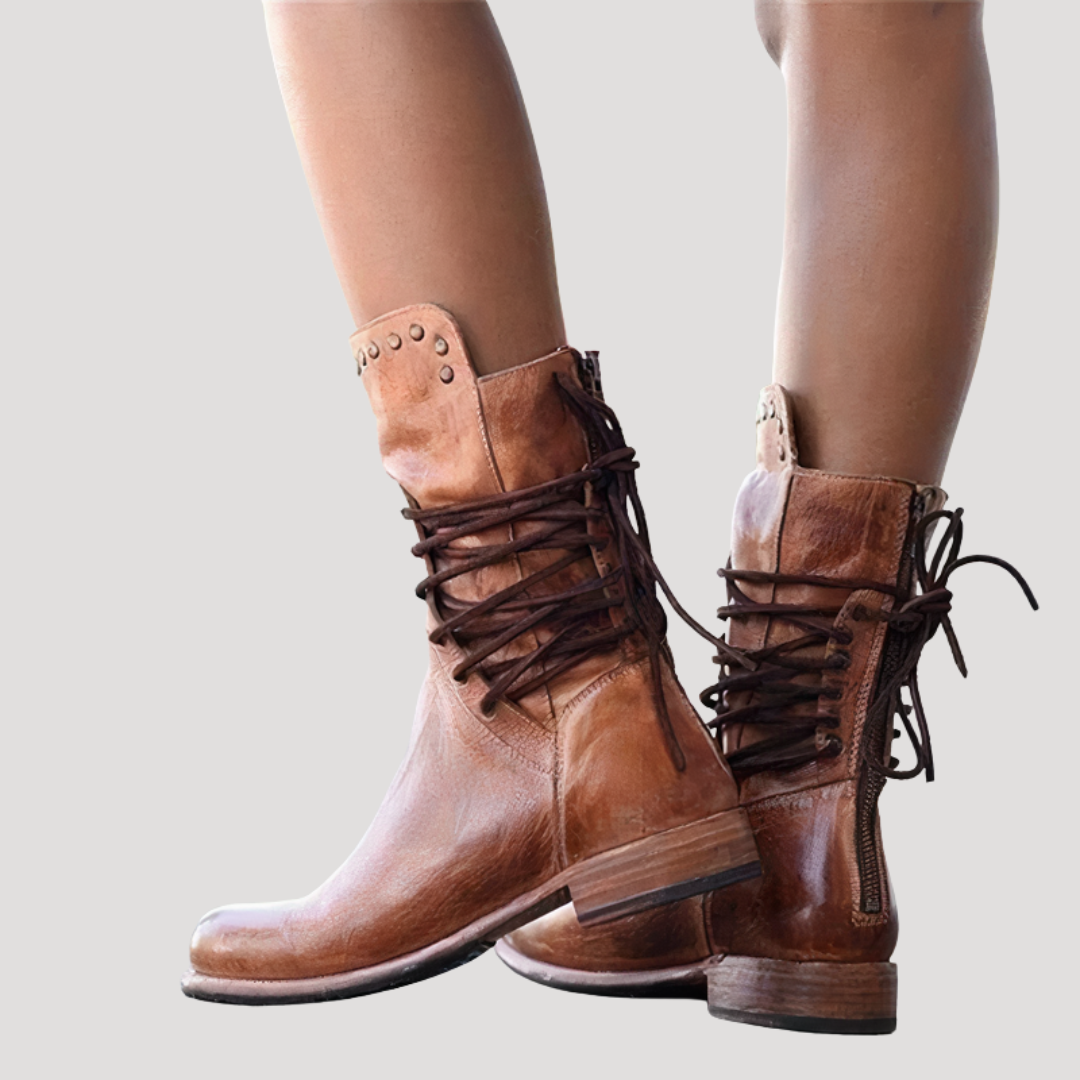 Women's Casual Lace-Up Ankle Boots with Low Heel