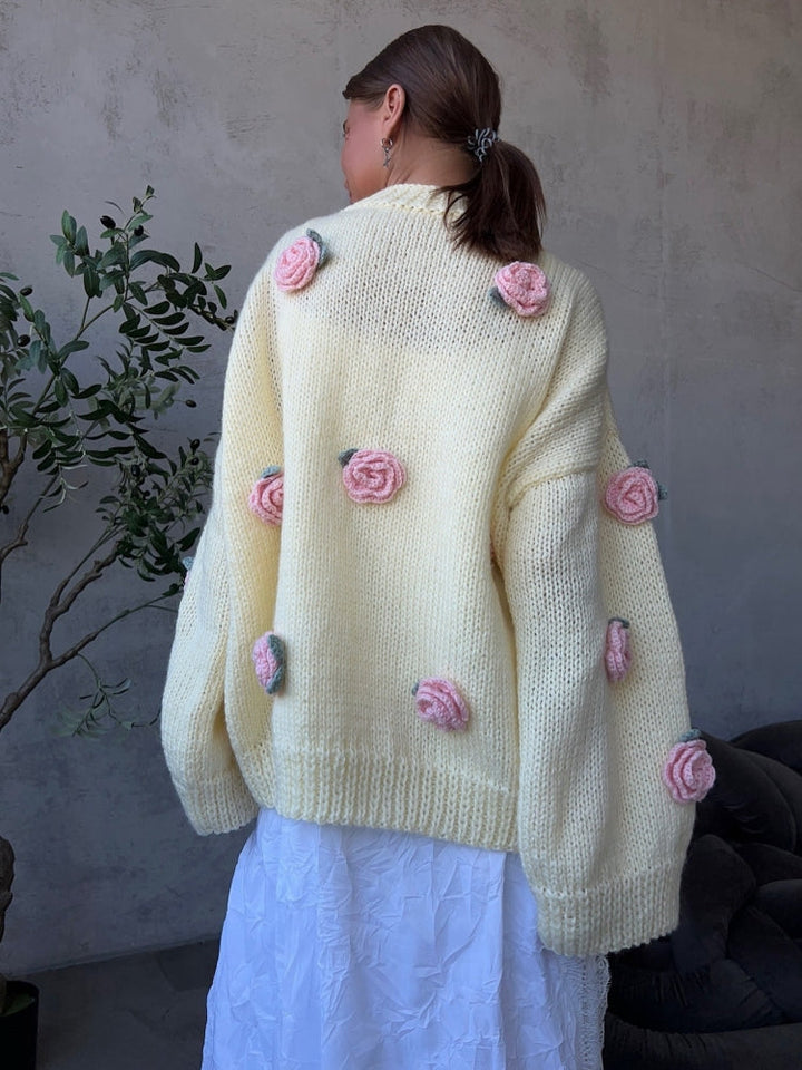 3D Floral Knit Sweater