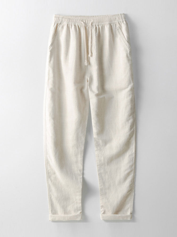 Gradient Shoulder Striped Shirt & Straight Leg Linen Pants - Elena Harper