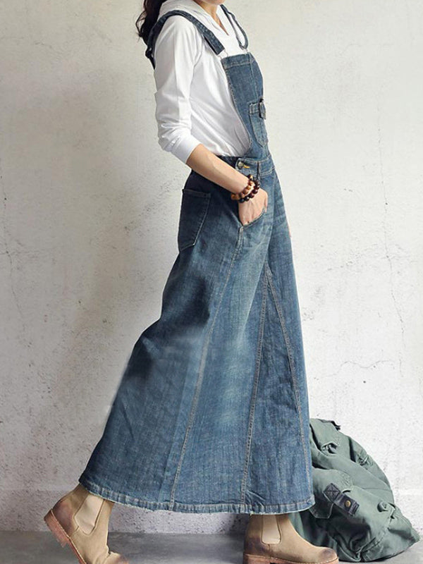 Casual Denim Dress with Back Slit