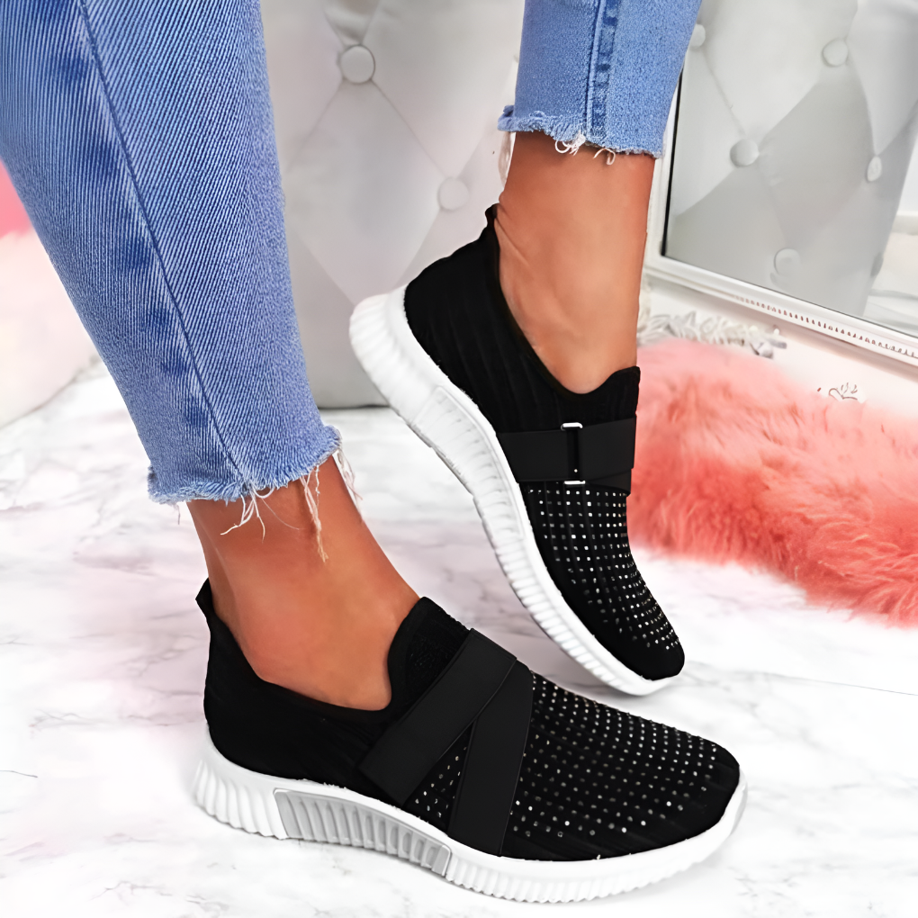 Women's Slip-On Trainers with Elastic Strap - Lightweight Comfort