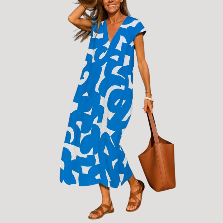 Casual Long Dress for Women with Graphic Pattern