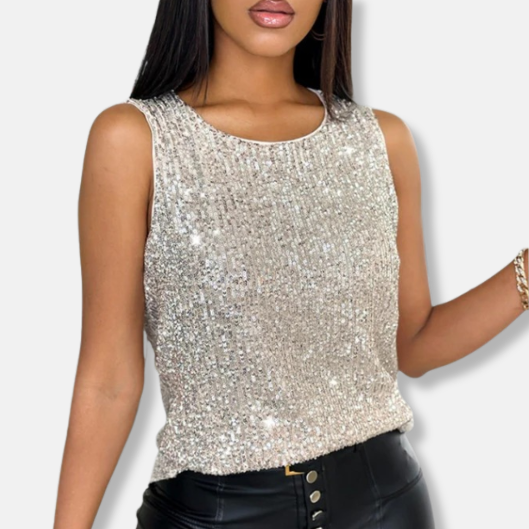 Women's Dazzling Sequin Sleeveless Going Out Top