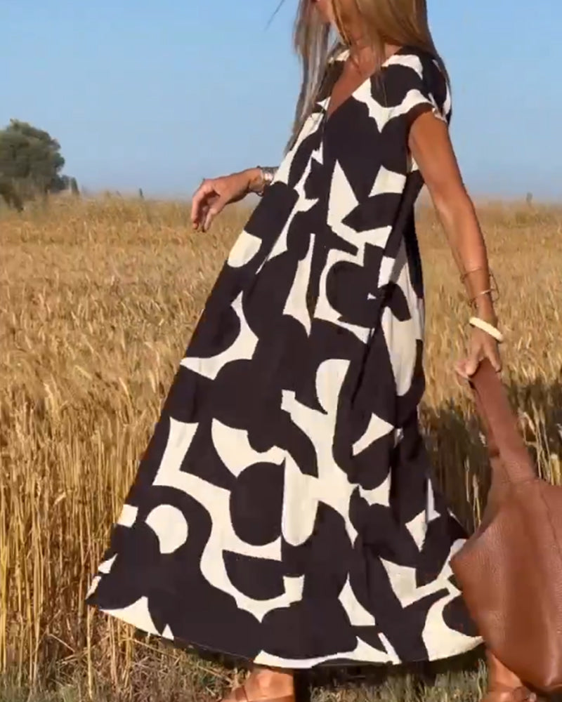 Sarinya Printed Dress With V-Neck - Elena Harper