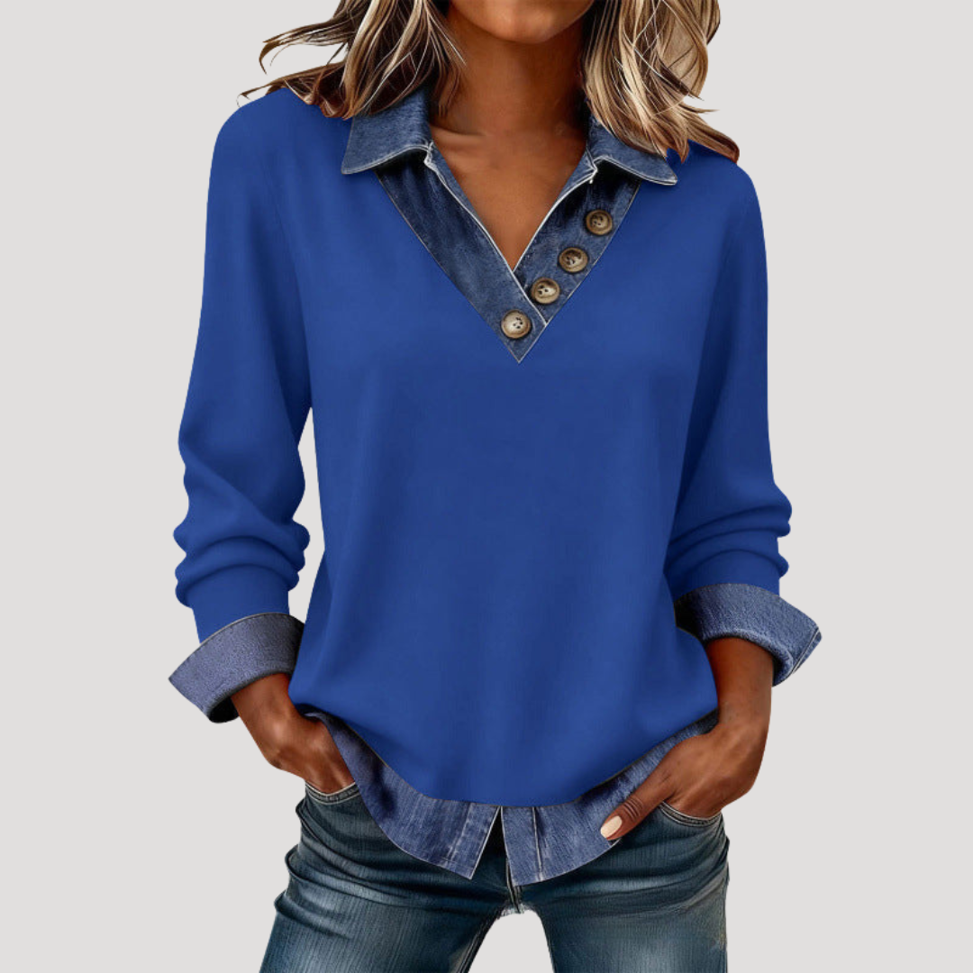 Women's Long Sleeve V-Neck Blouse