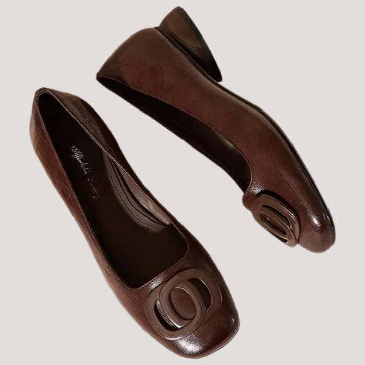 Elegant Textured Leather Effect Ballerinas