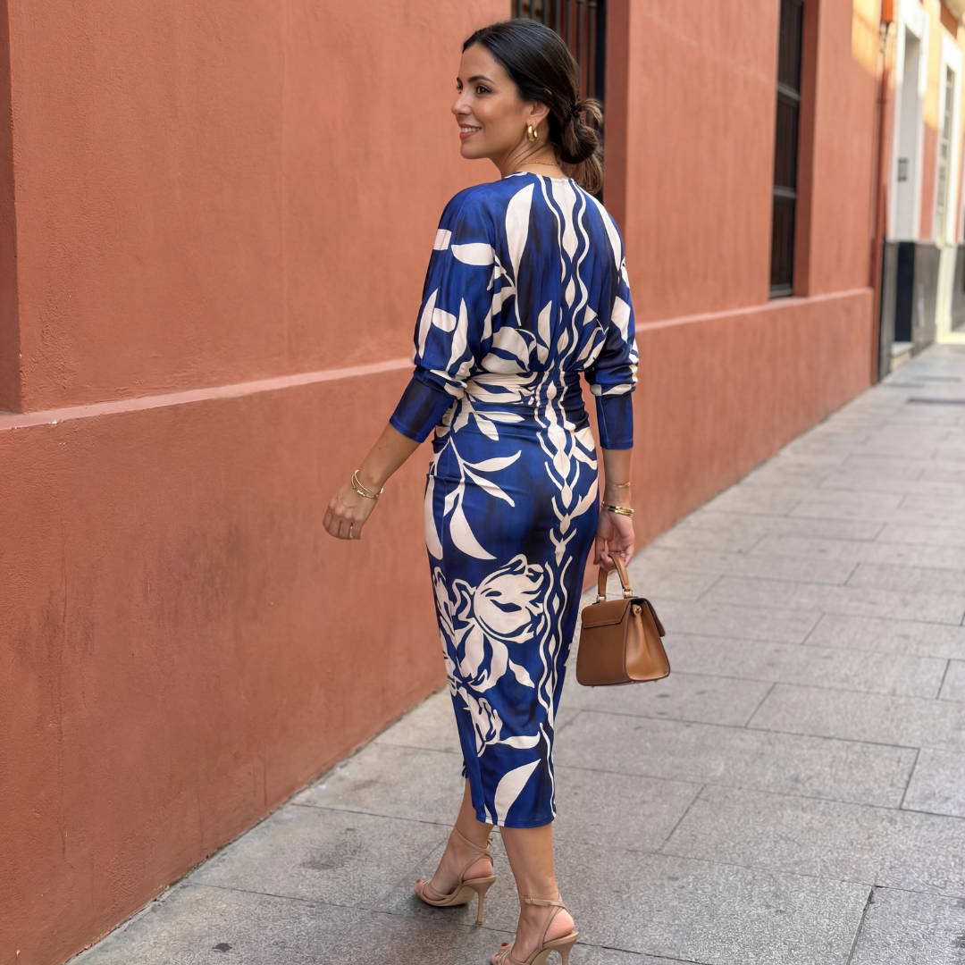 Elegant Women's Dress with Flattering V-Neck and Crossed Design