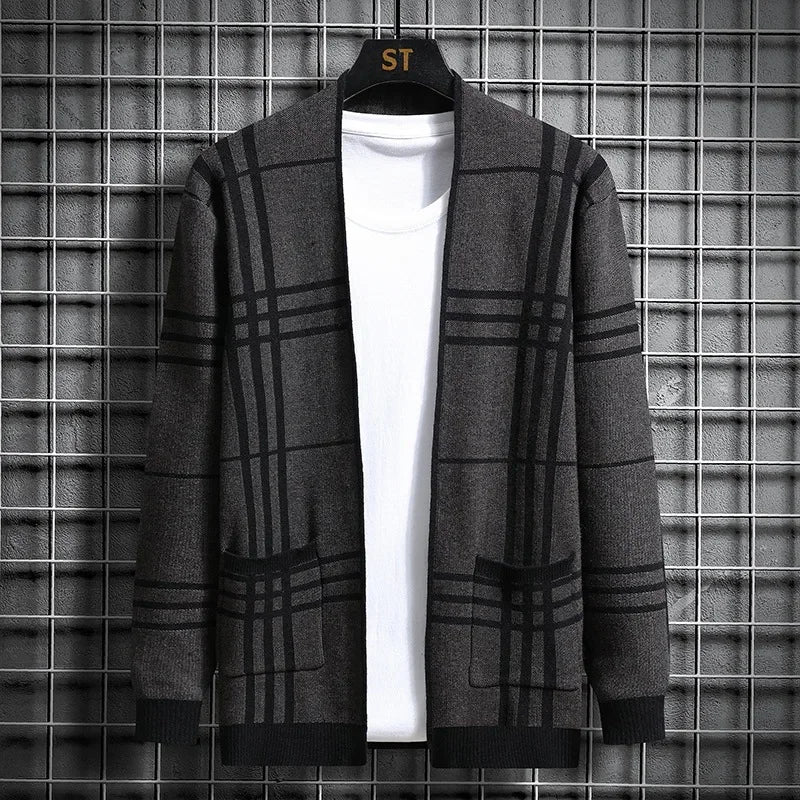 ELENA HARPER™  |  CHECKED KNIT CARDIGAN FOR MEN
