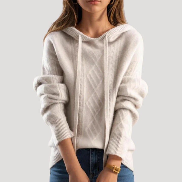 Women's Hooded Cable Knit Pullover