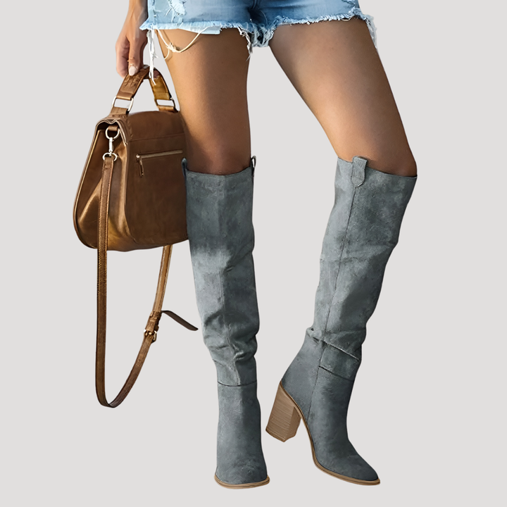 Women's High Heeled Slip-On Boots