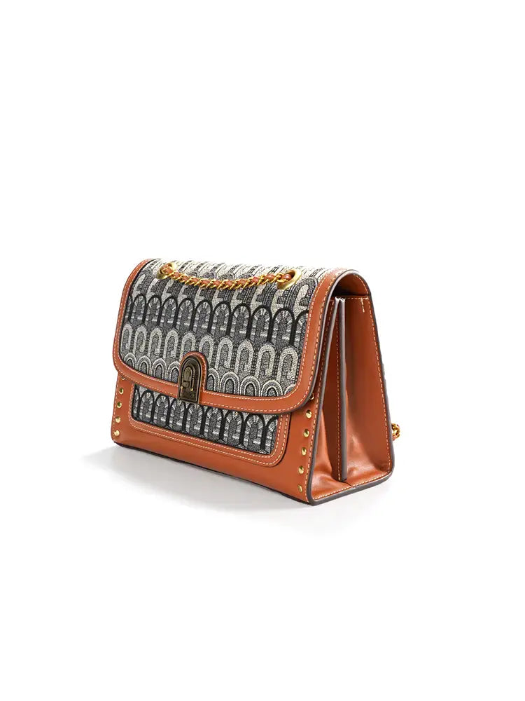 G-Jacquard Fabric Crossbody Shoulder Bag, view 3 - Elena Harper