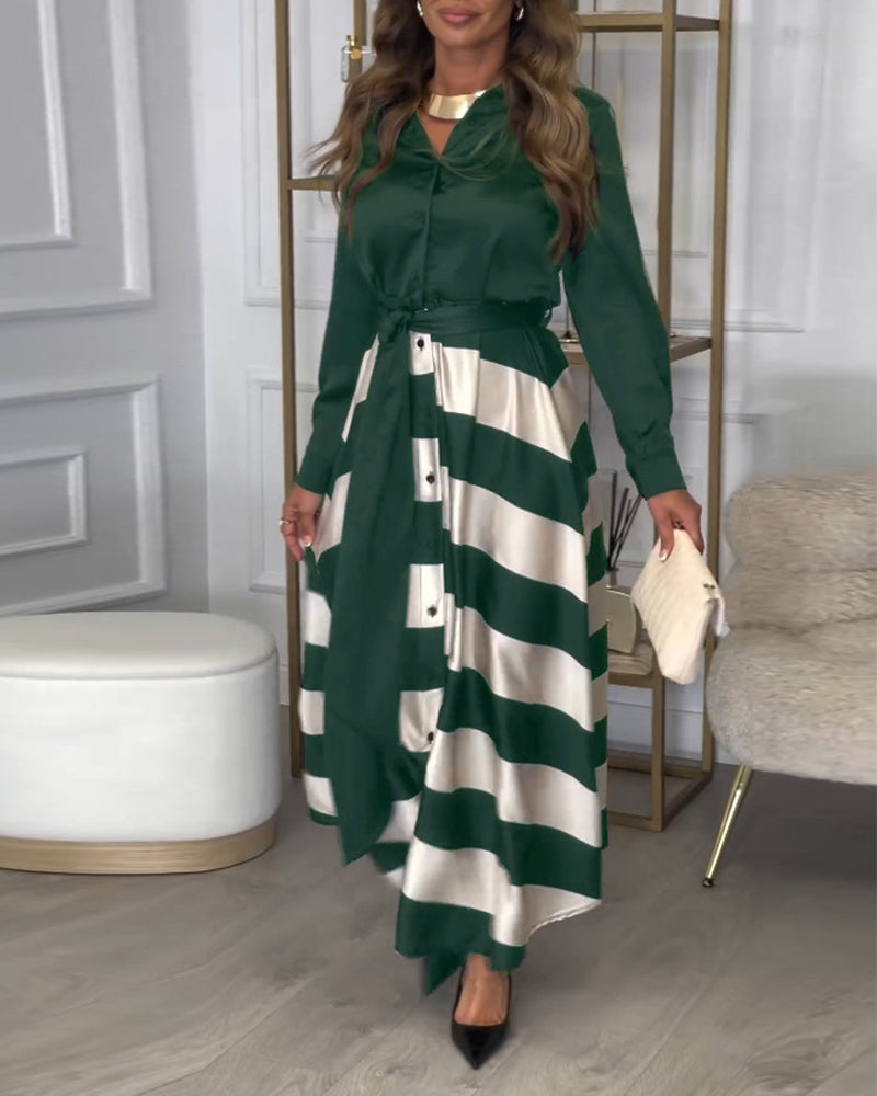 Ariana Striped Elegance Dress - Elena Harper