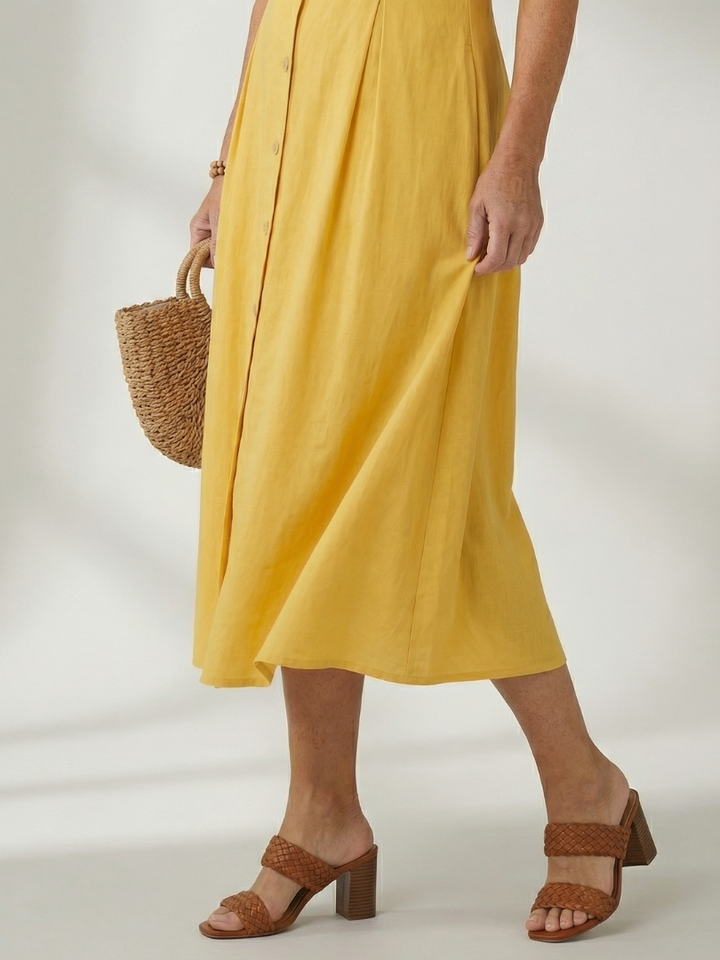 Celyn Stack Button Midi Dress - Elena Harper