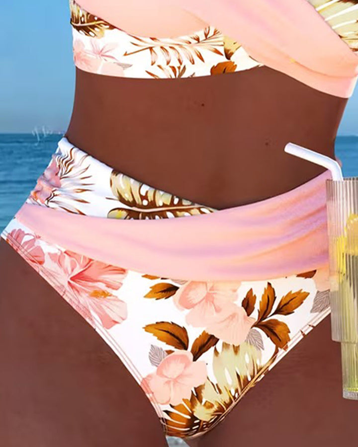 Bikini with Contrasting Floral Print and Split - Elena Harper