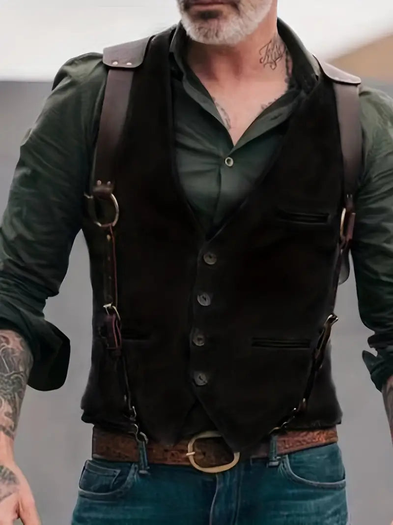 Patrick | Men's Vintage Waistcoat with Buckle Straps and Buttons