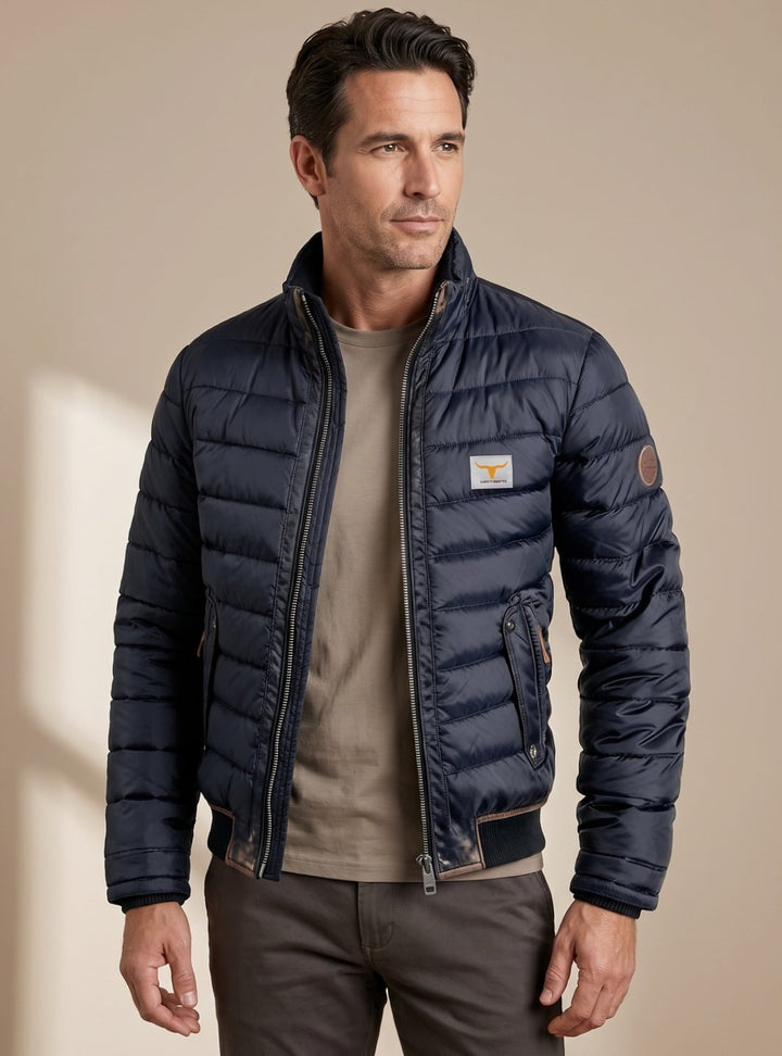 Victor | Classic and Warm Men's Puffer Jacket with Stand-Up Collar