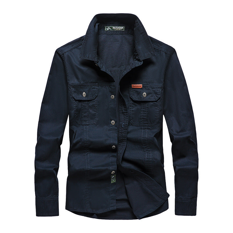 Premium Long Sleeve Cargo Shirt for Men – Casual Workwear with Loose Fit