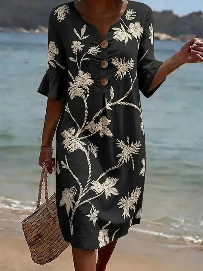 Women's casual dress with floral print. - Elena Harper