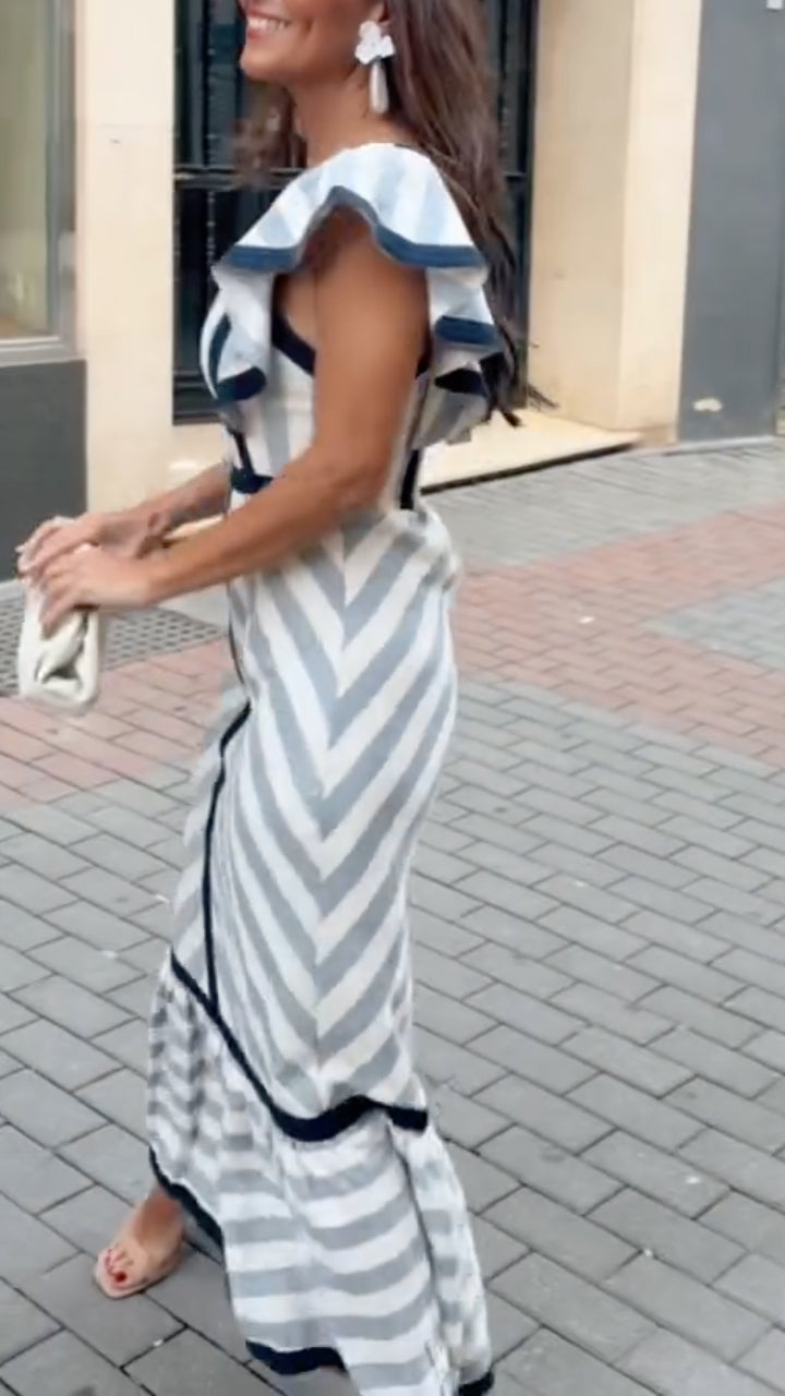 Dianne Retro Striped Maxi Dress - Elena Harper
