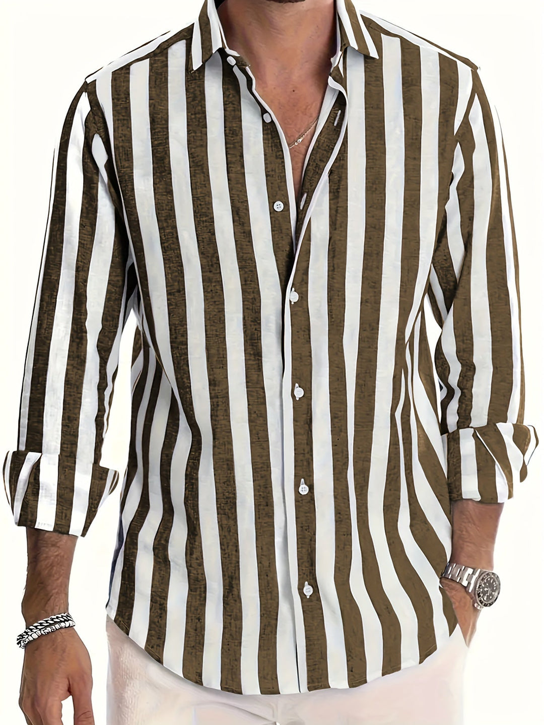 Refined Striped Shirt for Men - Elena Harper