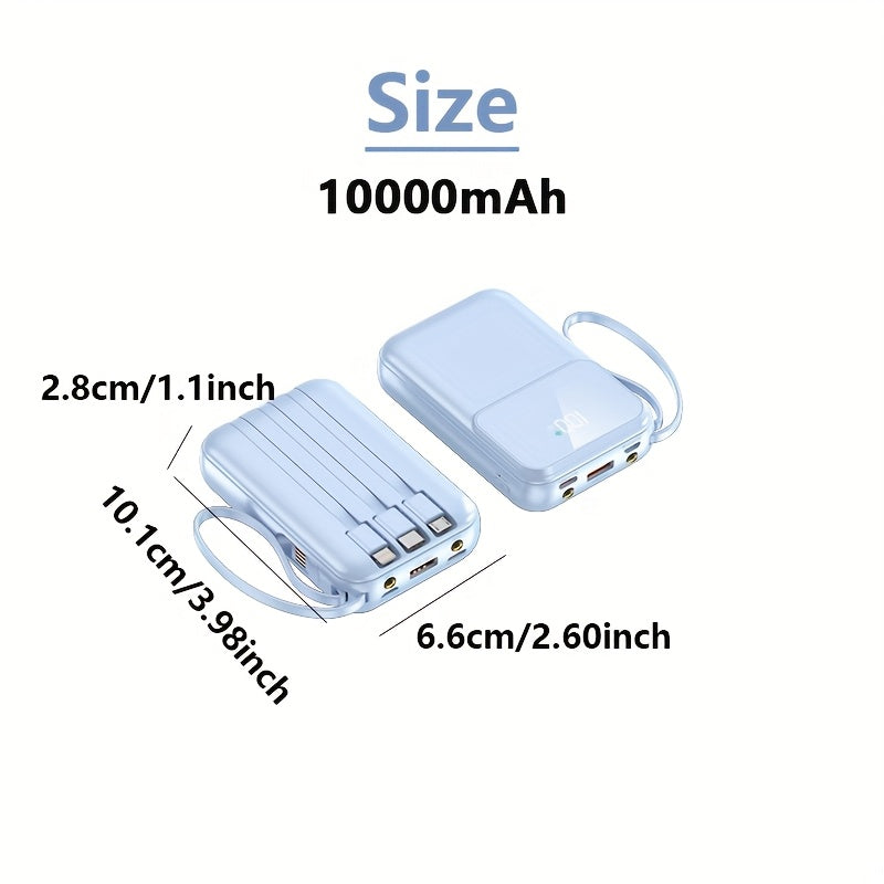 Universal Portable Power Bank 10000mAh with Fast Built-in Cables