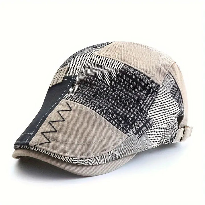 Lebron Vintage Patchwork Newsboy Cap, view 4 - Elena Harper