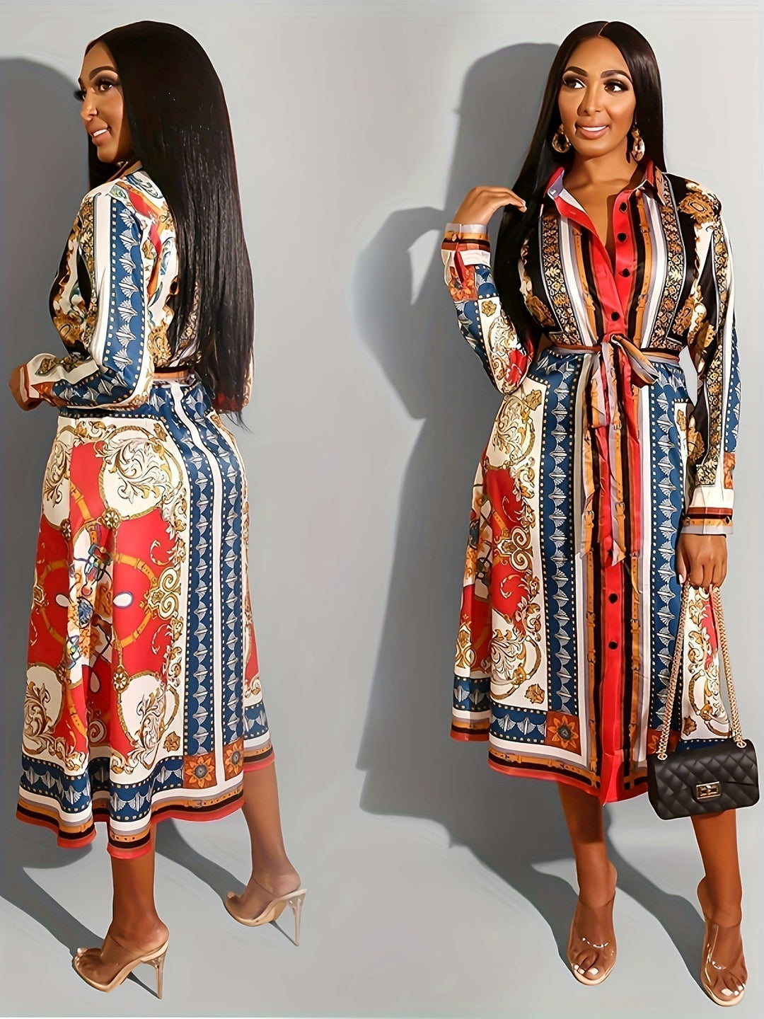 CRESSIDA – MID-CALF LONG SLEEVE SHIRT DRESS