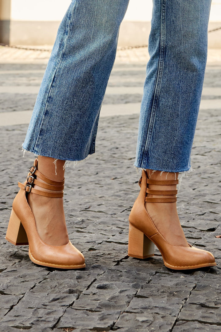 Women's Ankle Strap Block Heels – Elegant & Stable