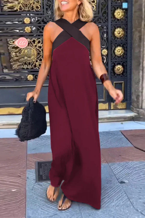 CARYS – WOMEN'S CROSS BACKLESS SLEEVELESS DRESS