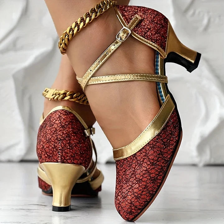 Taleia Elegant Sandal with Chunky Heel, view 5 - Elena Harper