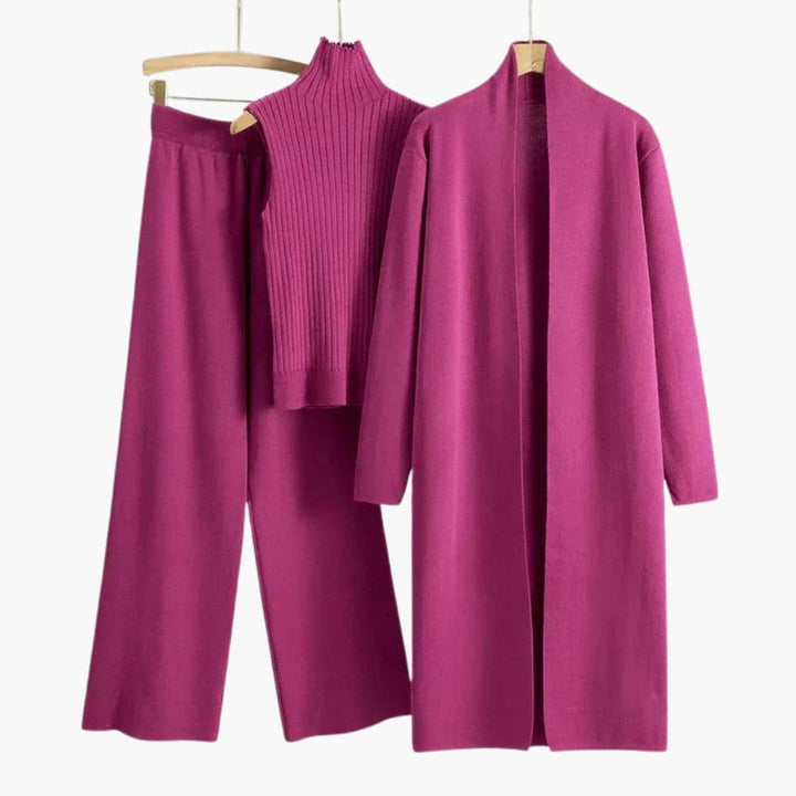 Leonie | Elegant Three-Piece Knit Set with Wide Leg
