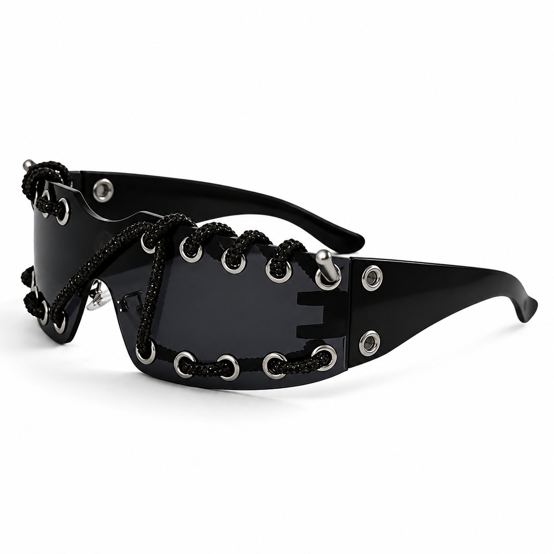 ChainShade Fashionable Sunglasses with Studs, view 5 - Elena Harper