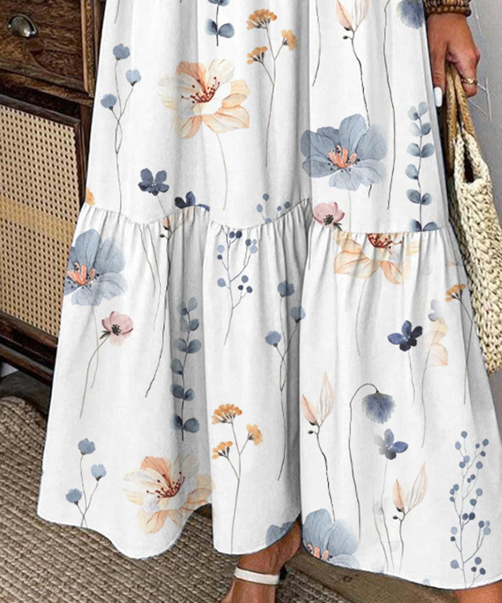 Elvienne Fresh Maxi Dress with Print & Collar - Elena Harper