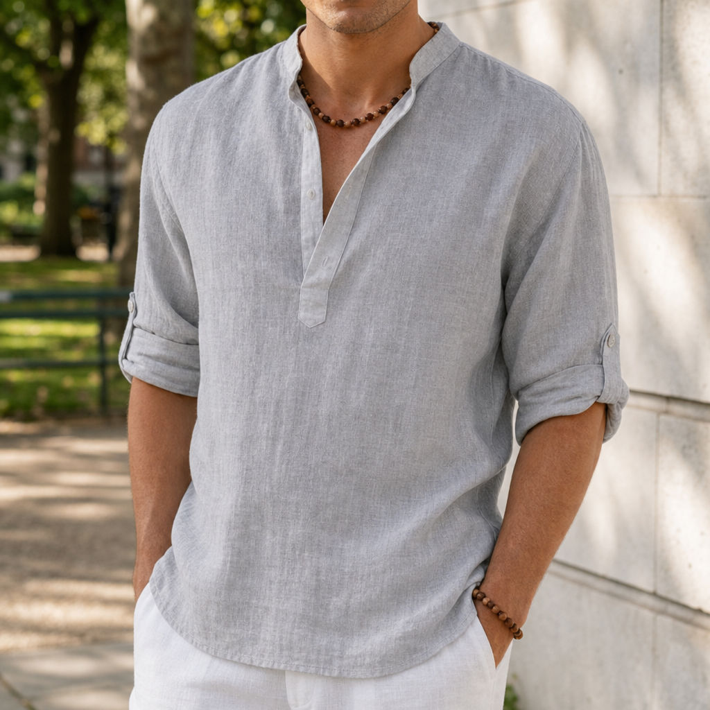Begur Linen Henley Shirt