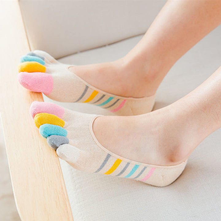 Colorful Striped Five-Toe Socks