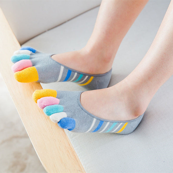 Colorful Striped Five-Toe Socks