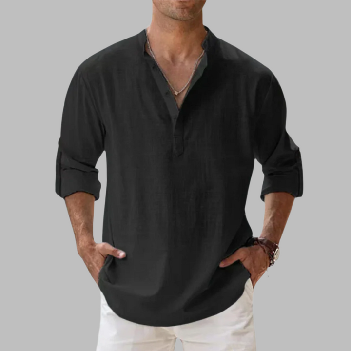Men’s Relaxed Linenblend Summer Shirt, view 4 - Elena Harper
