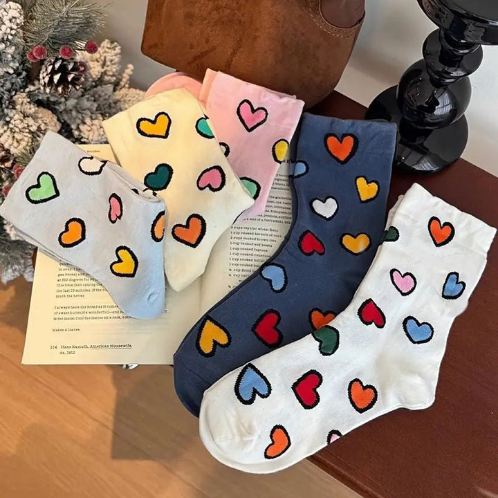 Casual Heart Print Socks