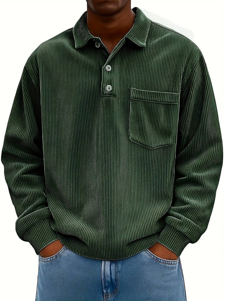 Hawkins - Long Sleeve Turn-Collar Corduroy Shirt