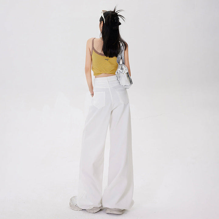High-Waisted Wide-Leg Women's Jeans with Retro Design, view 4 - Elena Harper