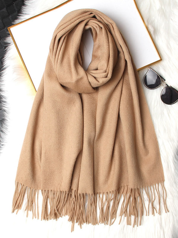 Elegant Soft Women's Wool Scarf with Fringes, view 9 - Elena Harper