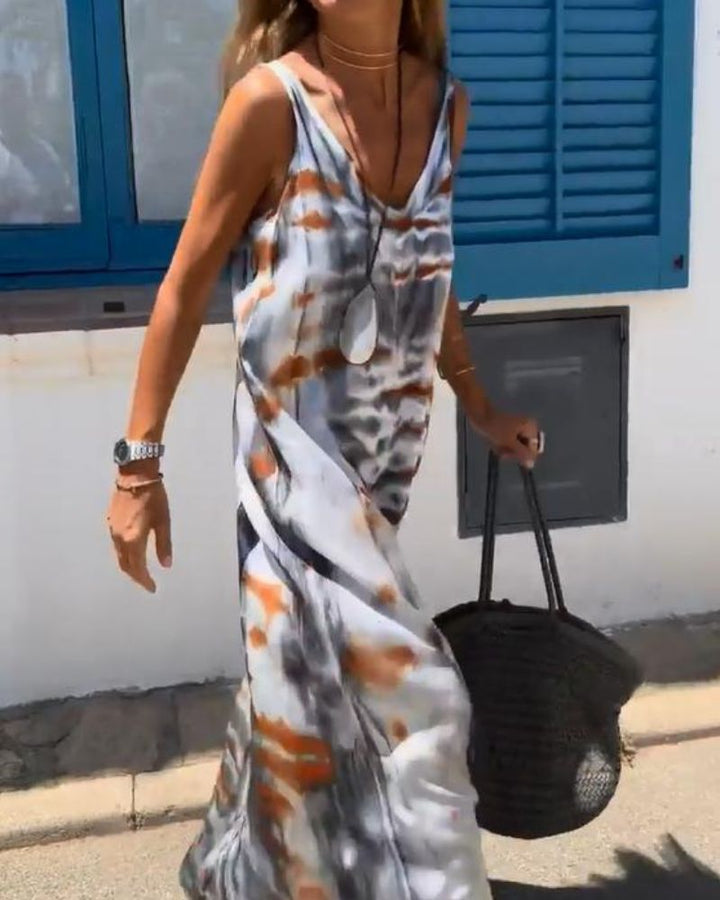 Soria Tie Dye Printing Sleeveless Dress - Elena Harper