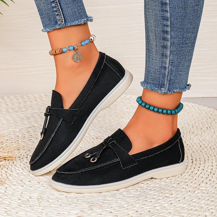 Yany Women's Suede Loafers with Knotted Tassel, view 9 - Elena Harper