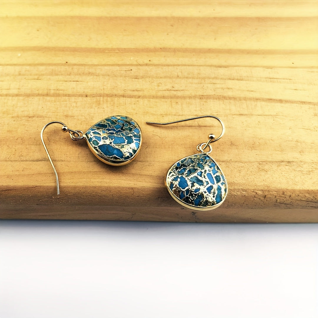 Bohemian Turquoise Mosaic Teardrop Earrings - Elena Harper